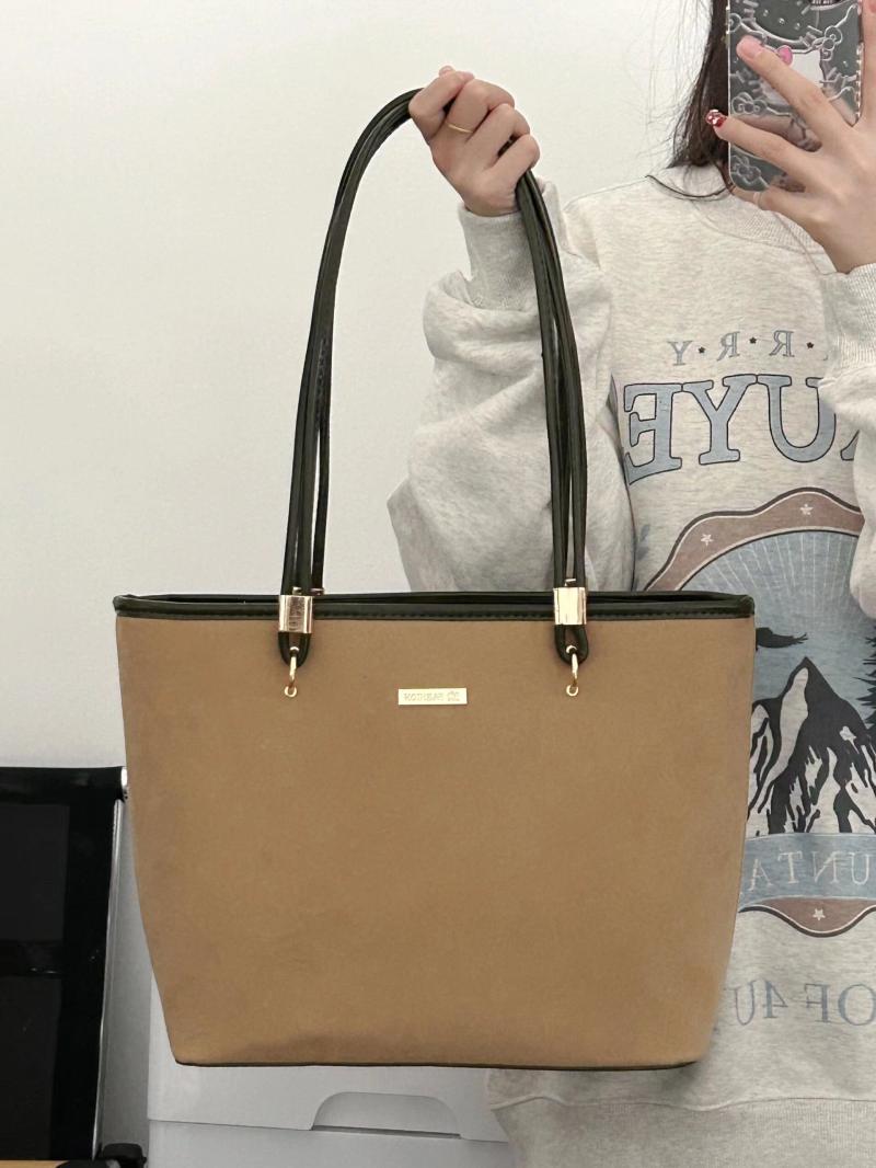 Autumn and winter atmosphere explosive tote bag 2023 new solid color fashionable portable commuter bag casual class shoulder bag