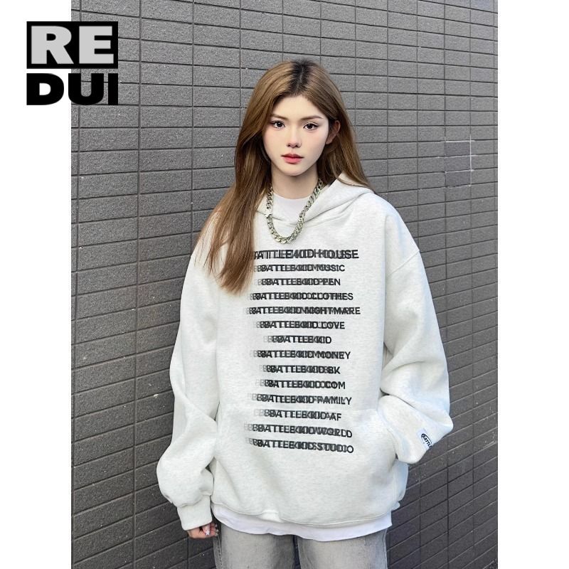 秋冬季新款連帽衛衣男女款oversize寬鬆慵懶風美式hiphop百搭外套