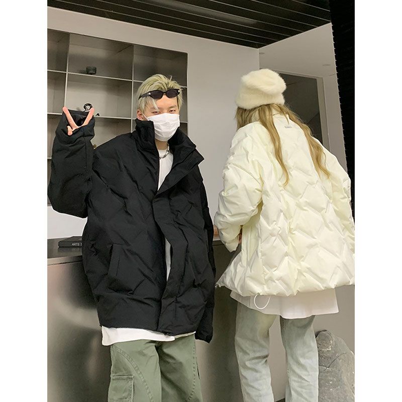NECOYEP Original 2023 New Winter Cotton Clothes Men's American Fashion Brand Couples Black Thickened Winter Jackets