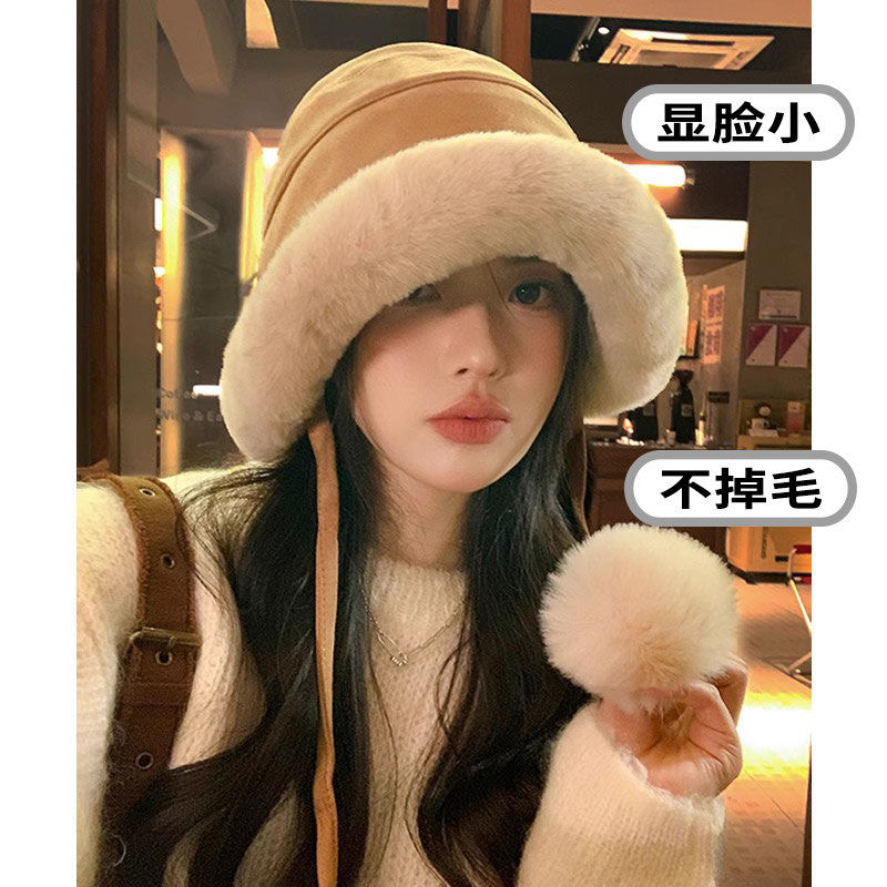 帽子女2023新款冬季毛絨漁夫帽加厚保暖防風護耳雷鋒帽東北顯臉小
