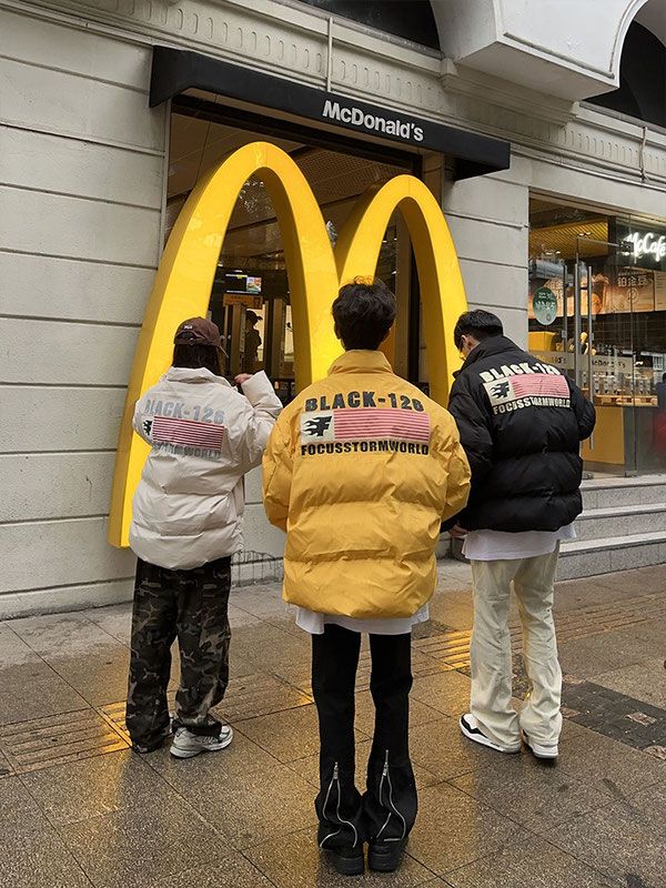 126KID original American retro lettered bread cotton jacket for men and women, winter trendy brand couple high street cotton jacket