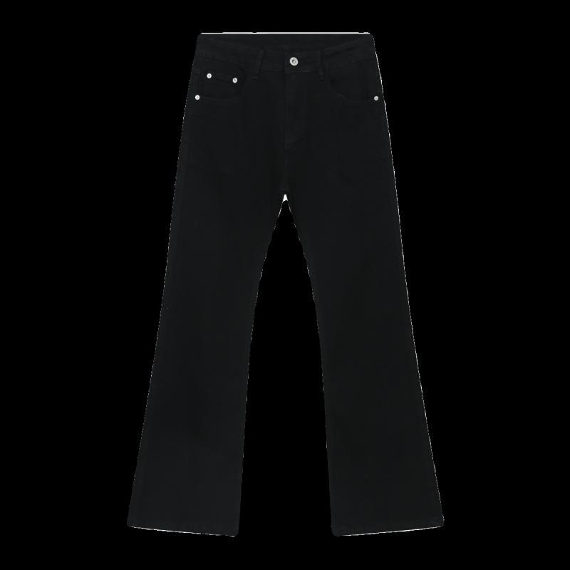 cleanfit washed black micro-flared jeans for men and women, slim fit, versatile, casual, slim vibe micro-flared trousers