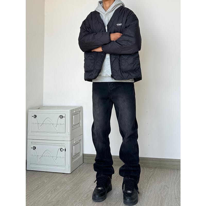 American cleanfit black bootcut jeans for men high street vibe straight slim fit versatile floor-length trousers