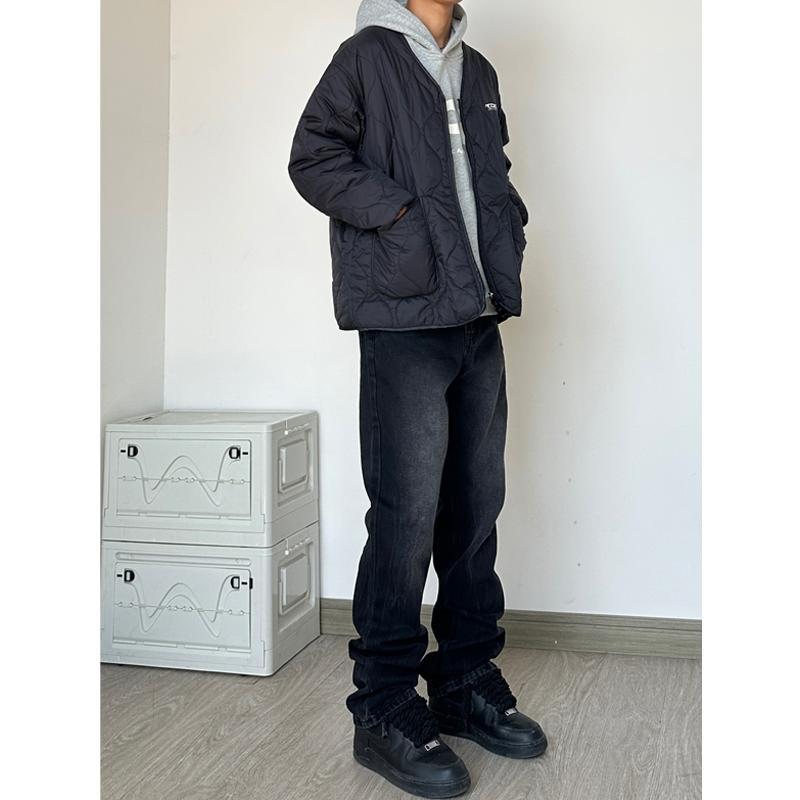 American cleanfit black bootcut jeans for men high street vibe straight slim fit versatile floor-length trousers