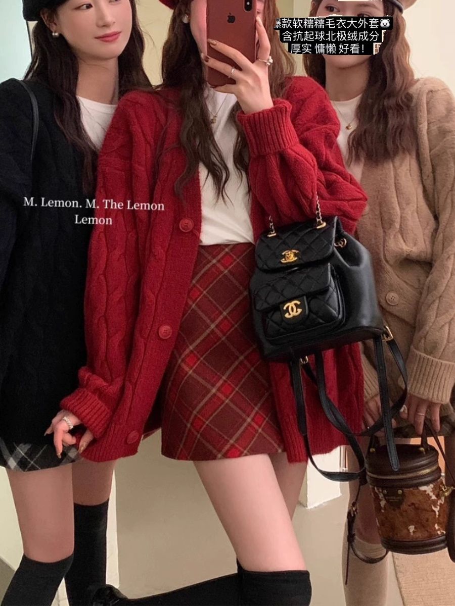 慵懶風開衫毛衣外套女秋冬新款寬鬆顯瘦休閒V領麻花外穿加厚針織