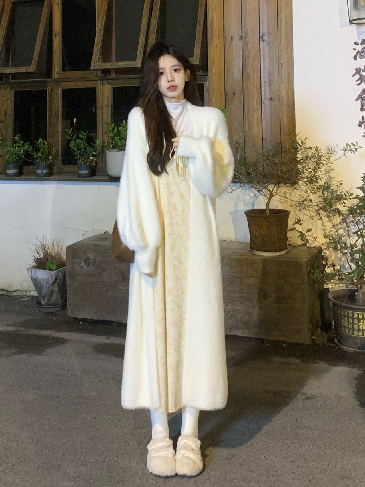 冬日戀人溫柔軟糯粉色毛衣外套女長款初戀感冬季慵懶風毛茸茸開衫