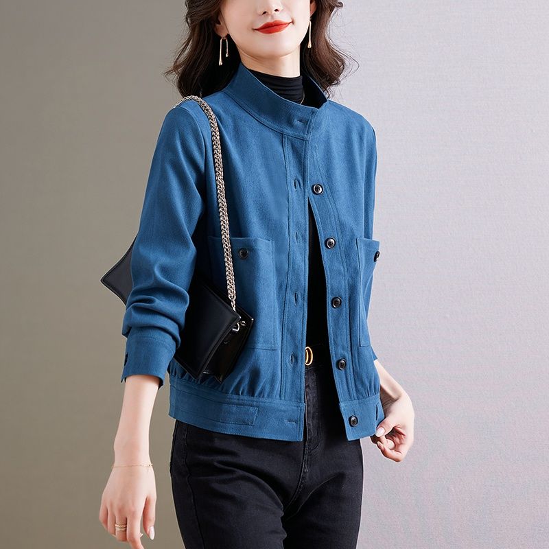 Xiaoxiangfeng regular jacket spring and autumn 2024 new women's small workwear stand-up collar casual jacket tops for women