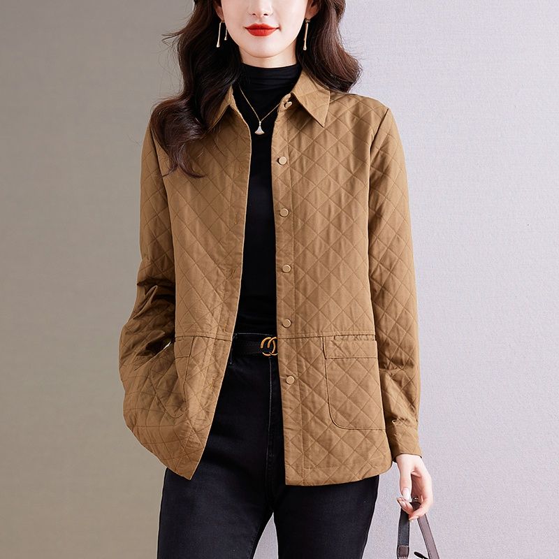 Lingge Women's Jacket 2024 New Spring and Autumn Loose Large Size Casual Mom Spring and Autumn Shirt Style Slim Top for Women