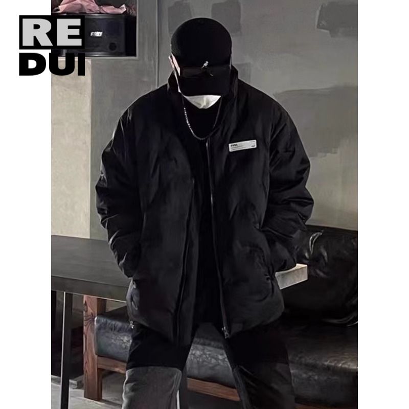 冬季壓皺立領痞帥棉衣棉服男女款秋寬鬆情侶潮牌外套棉襖加厚保暖