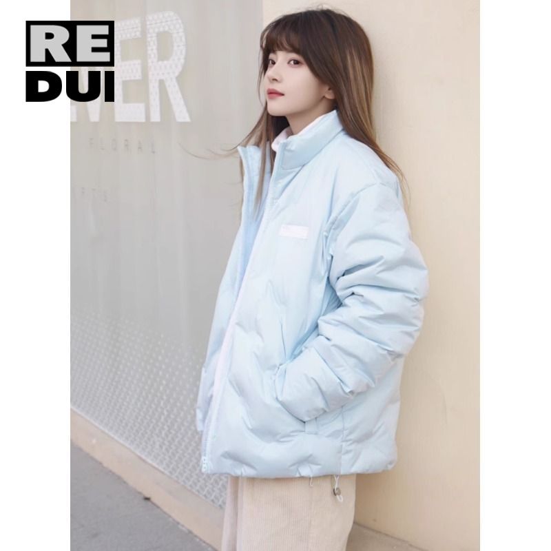 美式潮牌菱格棉服男女2023年冬季新款韓版加厚情侶款高街外套上衣