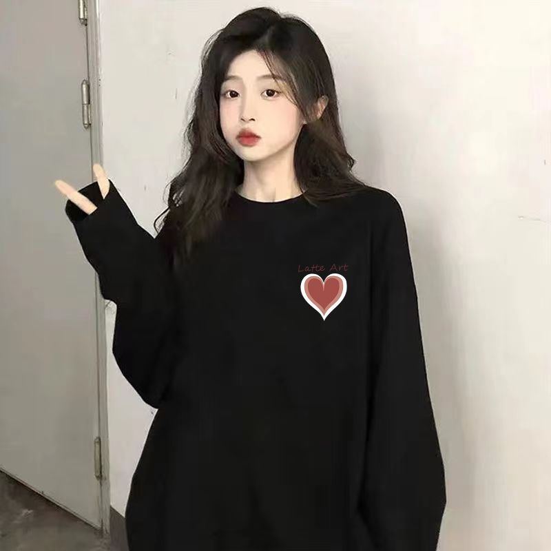 簡約百搭ins秋季長袖t恤2023新款上衣女學生韓版寬鬆設計感常規款