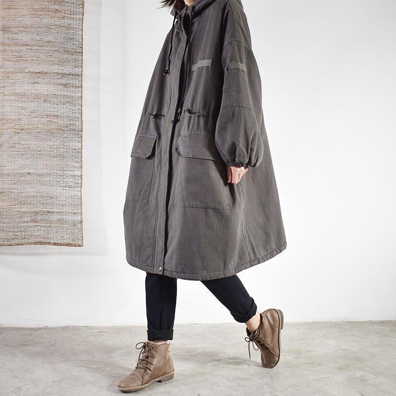 Plus size women's literary retro cotton coat women's mid-length thickened cotton coat hooded coat women's winter coat cotton jacket women's autumn and winter