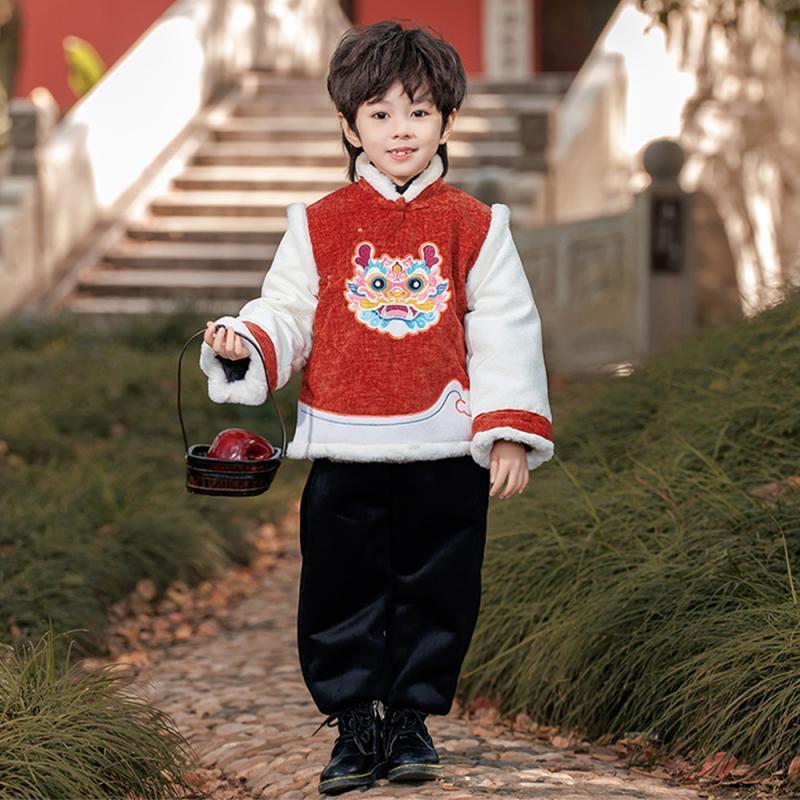 拜年服龙年2024新年服男童套装儿童国风唐装宝宝周岁礼服过年衣服