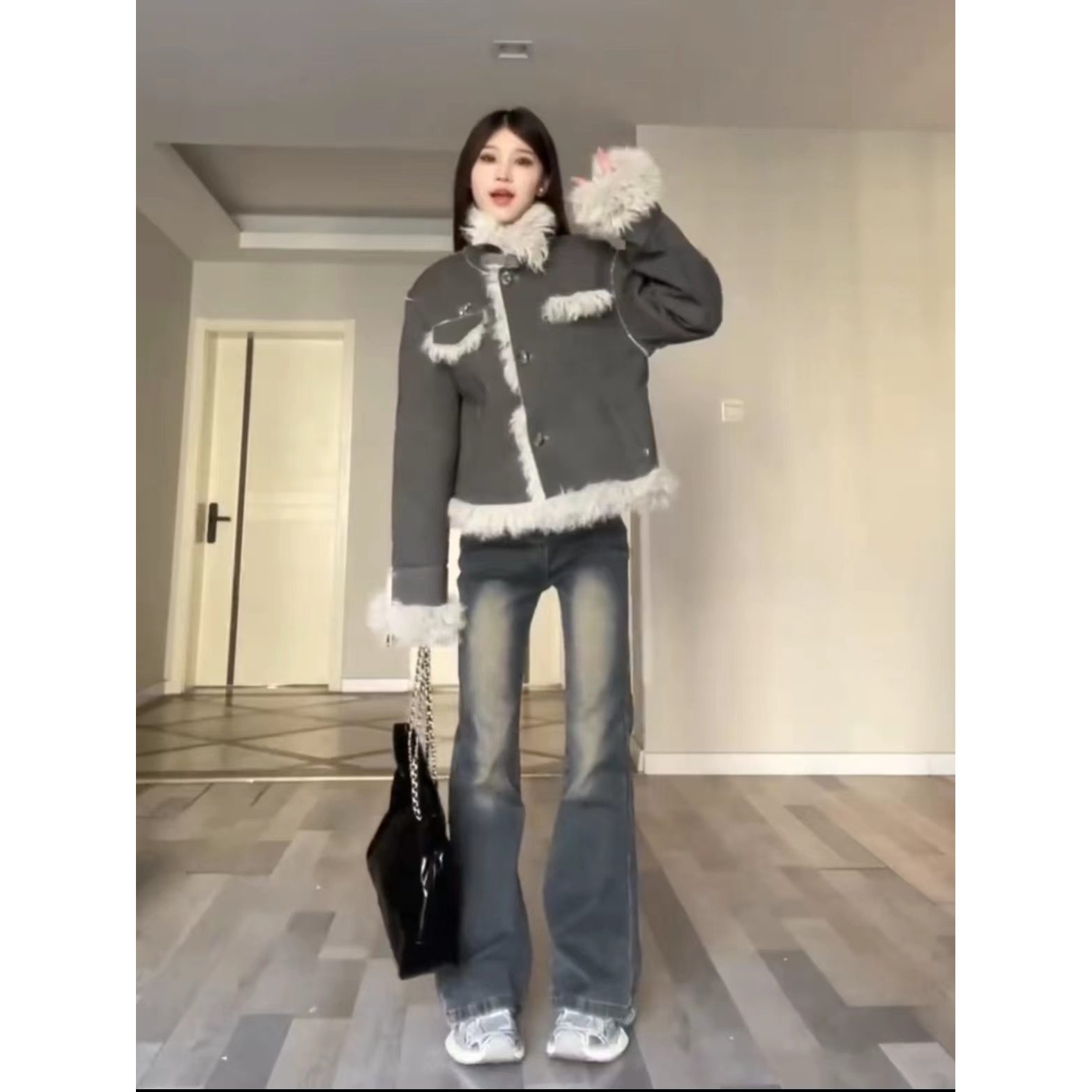 美式復古微喇叭牛仔褲女秋冬ins新款高腰彈力顯瘦辣妹拖地馬蹄褲