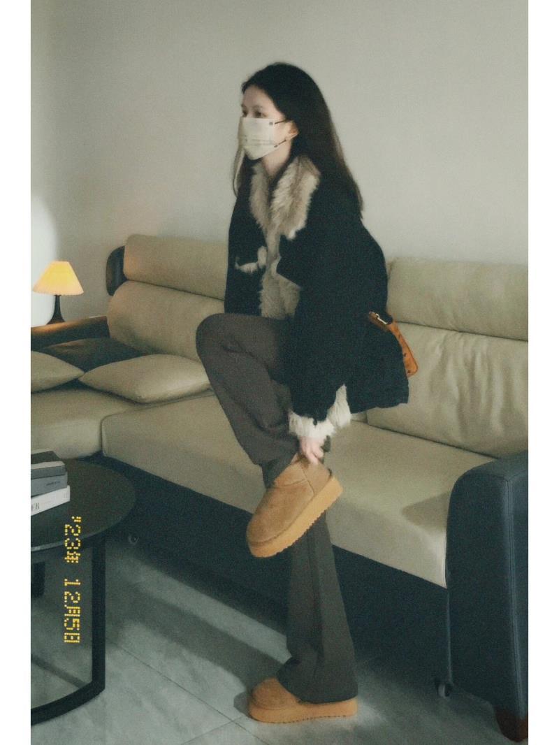 Warm black denim splicing fur coat for women winter 2023 new loose velvet thickened quilted coat