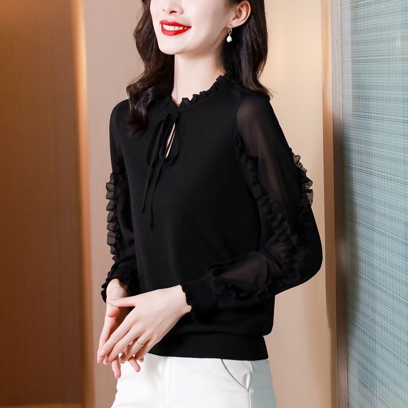 襯衫女蕾絲打底衫女上衣本命年2024洋氣顯瘦春秋新款內搭別致小衫