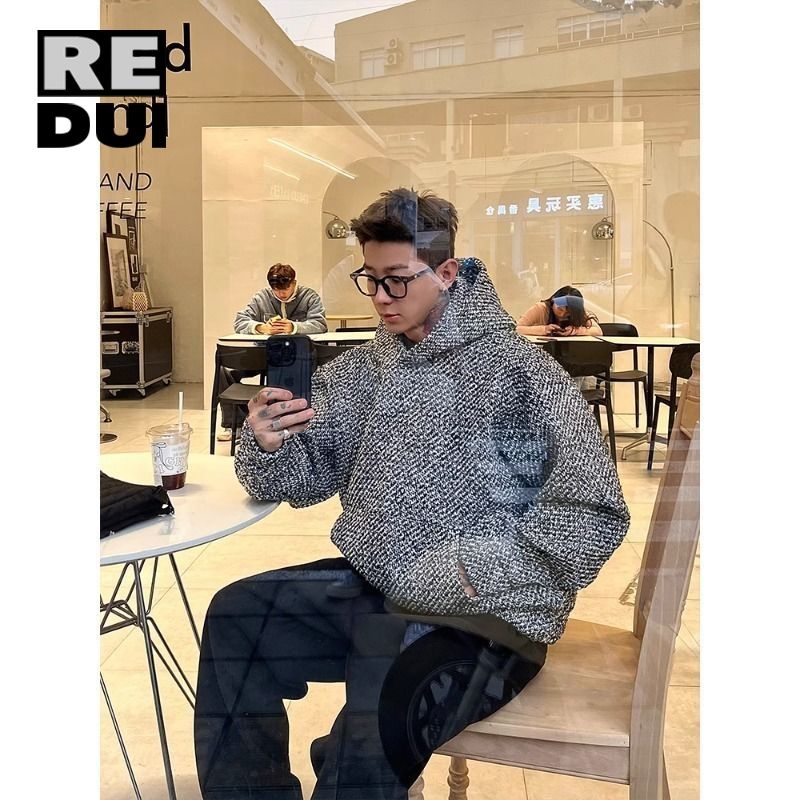 新款美拉德秋季小香風連帽衛衣潮流外套復古寬鬆百搭休閒套頭上衣