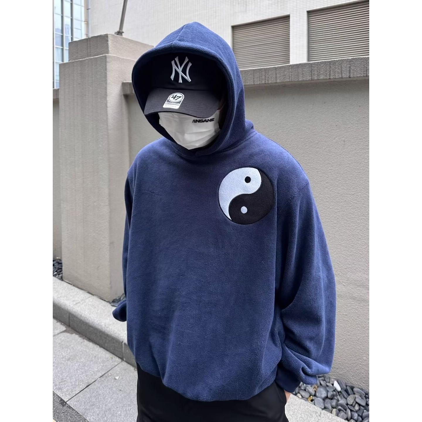 連帽八卦圖衛衣男女秋冬小眾軟糯慵懶高級痞帥寬鬆潮ins百搭長袖