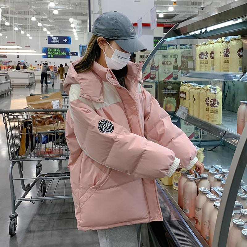短款連帽羽絨服女2023冬季新款小眾設計感白鴨絨韓系學院風麵包服
