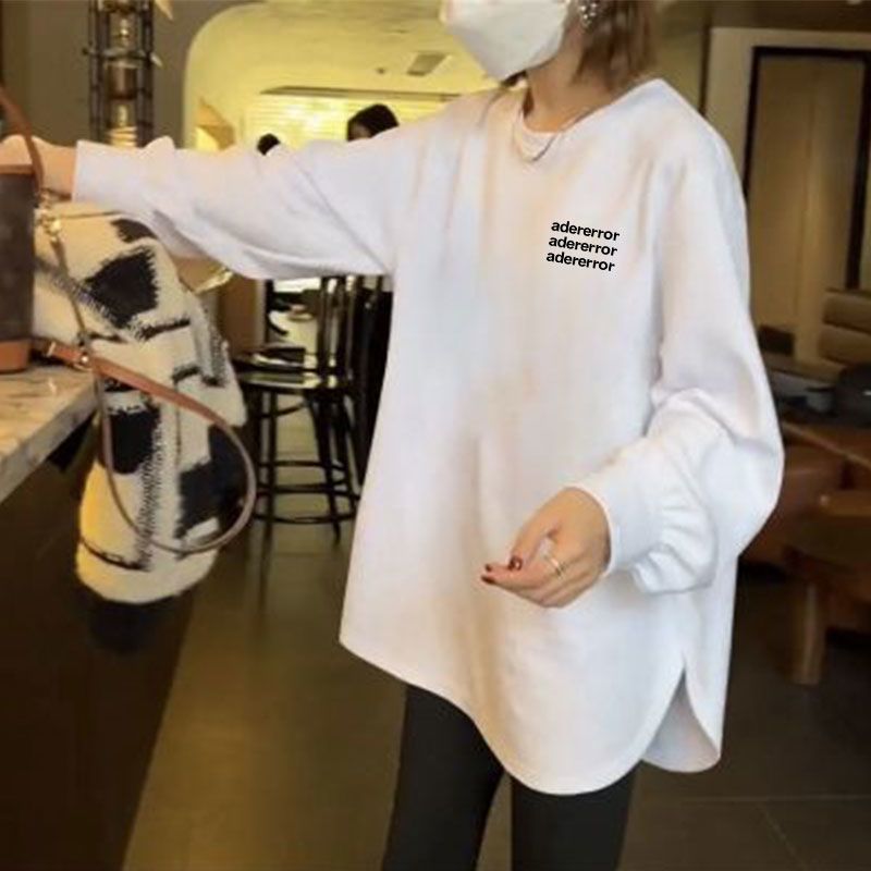 2024 new German velvet thickened brushed T-shirt women's autumn and winter loose mid-length long-sleeved top bottoming shirt