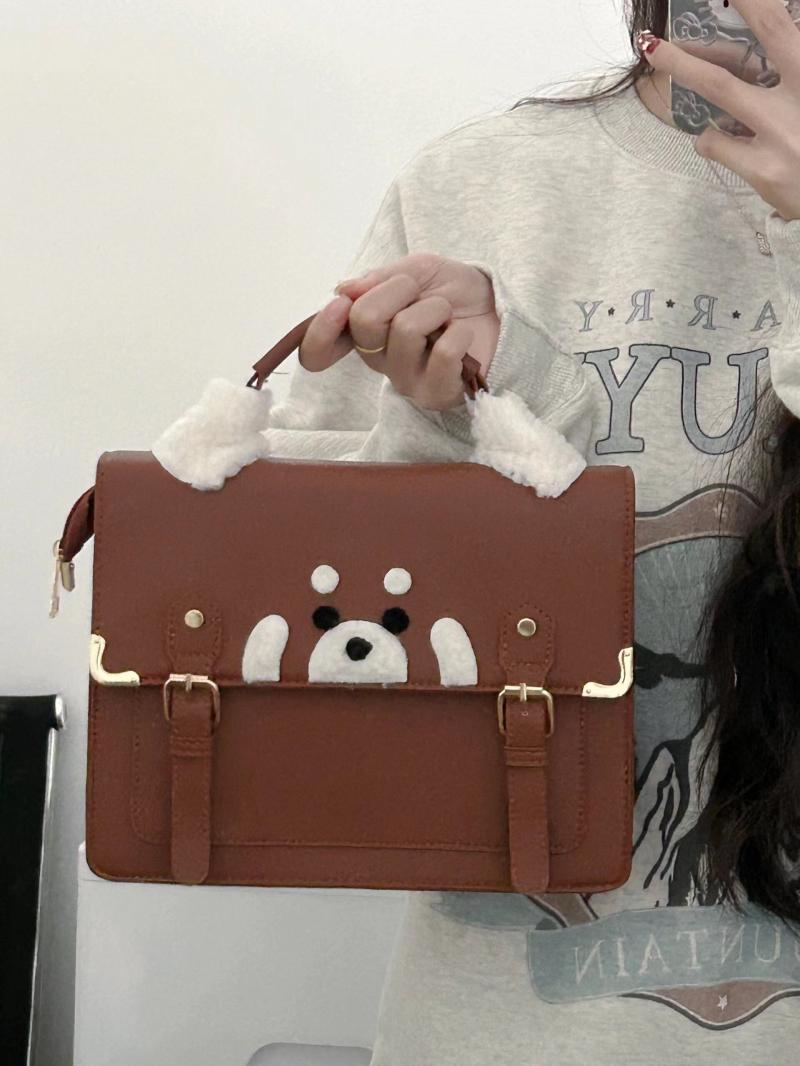 Autumn and winter bags for women 2023 new college style three-dimensional backpack school bag plush stitching portable messenger bag trendy