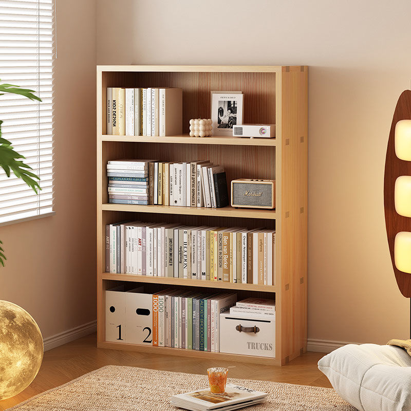 实木置物架落地窄柜简易书柜多层柜子储物柜家用松木靠墙书架矮柜