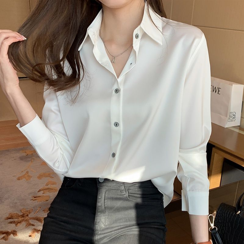2024春季新款港味復古襯衣女長袖設計感小眾上衣洋氣百搭雪紡襯衫