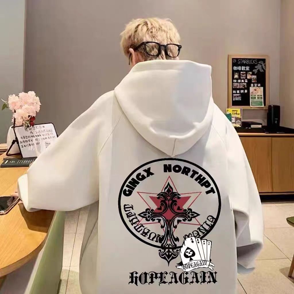 美式連帽高街衛衣潮牌印花男女秋冬季ins寬鬆潮流復古外套上衣服