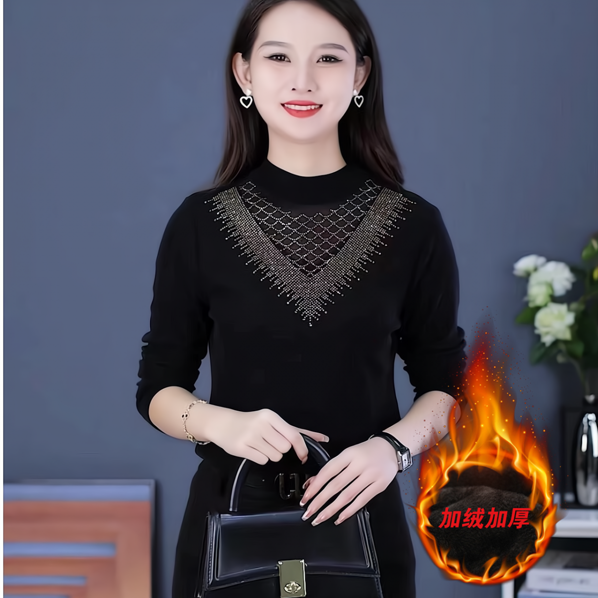 時尚小衫洋氣修身顯瘦打底衫黑色半高領百搭上衣網紅氣質純色長袖