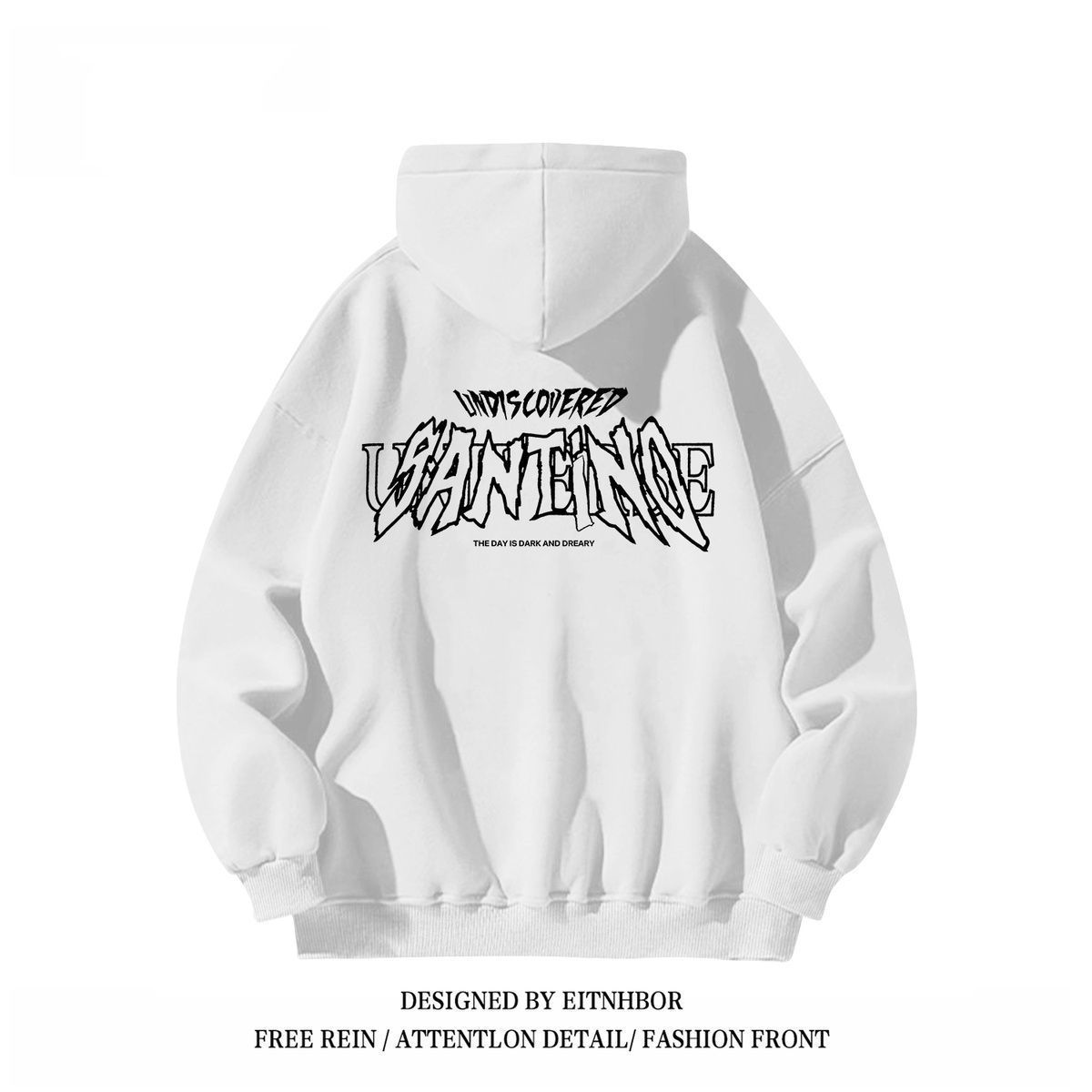 American retro trendy brand handsome cool letter printed hooded sweatshirt for men and women loose and versatile plus velvet jacket top