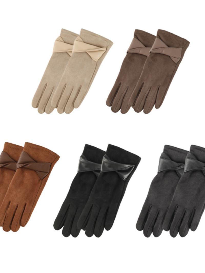 Zomšinės pirštinės, moteriškos žiemos jodinėjimo vairavimas vėjui nepralaidžios šiltos pirštinės jutiklinis ekranas retro Xiaoxiangfeng odinės pirštinės_voghion.com