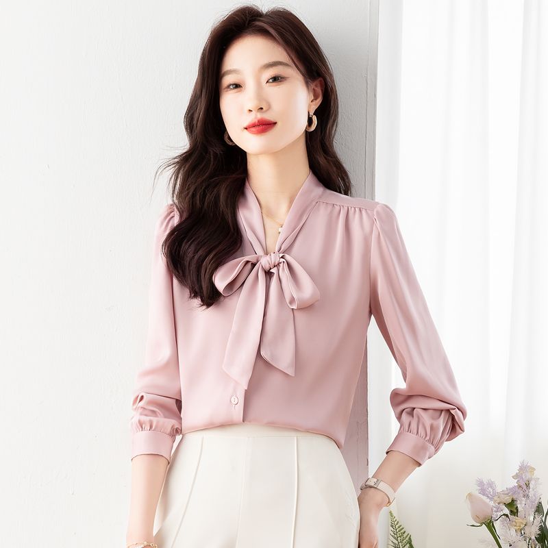 2024春裝法式設計感小眾上衣別致小衫飄帶氣質顯瘦襯衫上衣女潮流