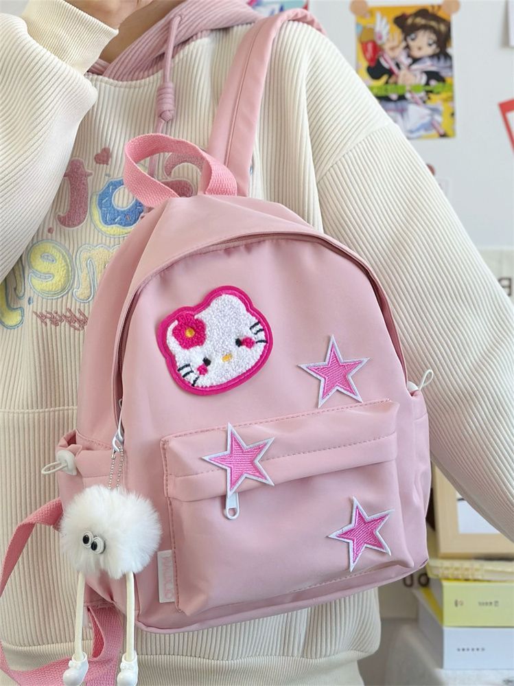 kitty貓雙肩包女生可愛通勤粉色小背包高顏值韓版百搭小學生書包