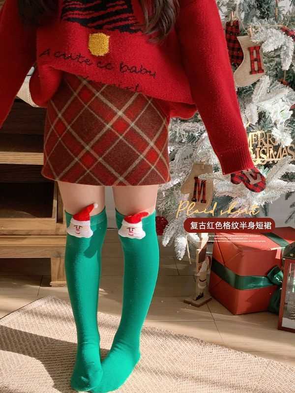 女童半裙秋冬新款兒童加厚紅色格紋短裙寶寶半身裙潮