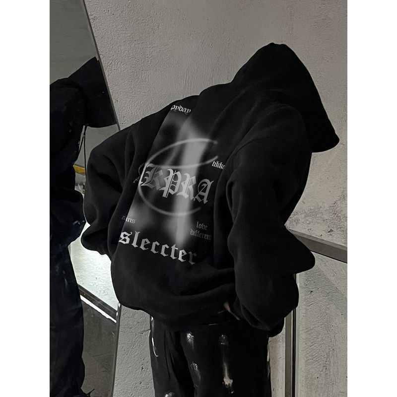 重磅連帽衛衣男女高街復古美式潮牌青少年痞帥寬鬆暗黑情侶外套潮