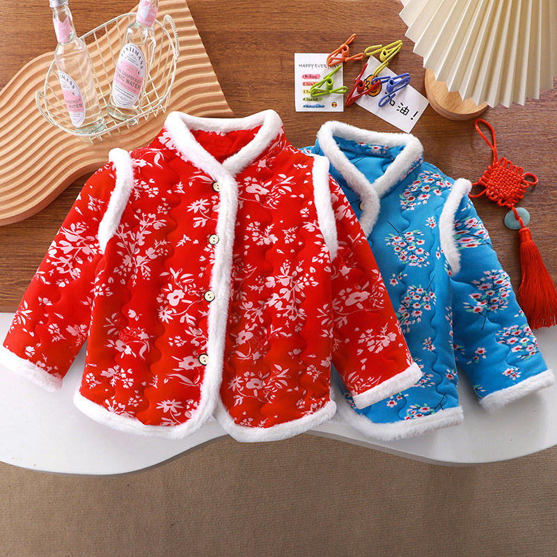 儿童冬季大红棉袄棉服中国风年服男童女童保暖内胆上衣