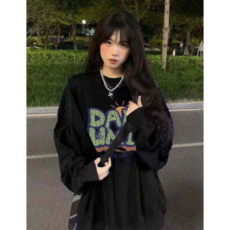 美式復古圓領衛衣女秋冬加絨ins寬鬆設計感小眾oversize學生外套