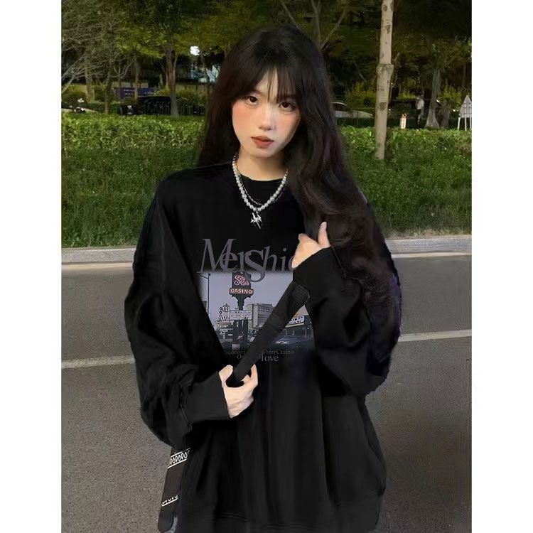 顯瘦無帽森系衛衣女百搭衛衣女秋冬oversize寬鬆慵懶風套頭上衣潮