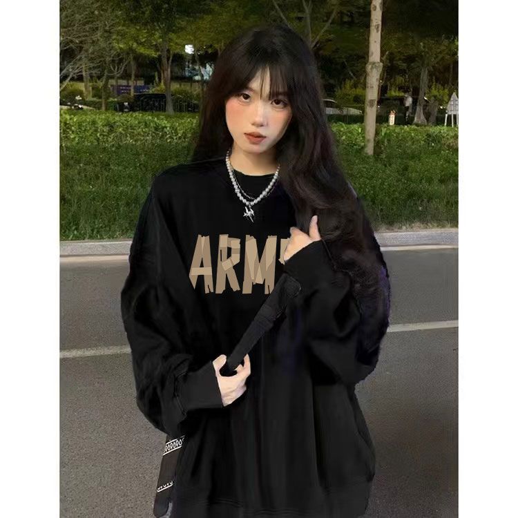 顯瘦無帽森系衛衣女百搭衛衣女秋冬oversize寬鬆慵懶風套頭上衣潮