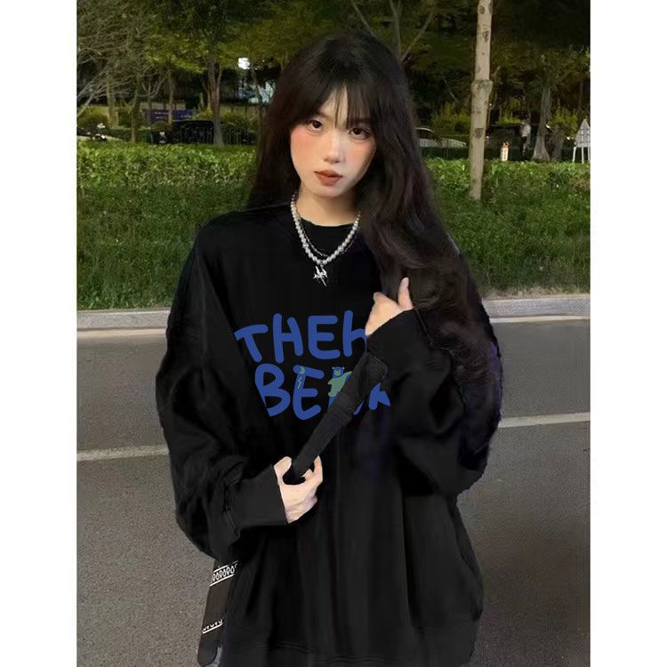 美式復古圓領衛衣女秋冬新款加絨加厚oversize寬鬆小眾上衣慵懶風