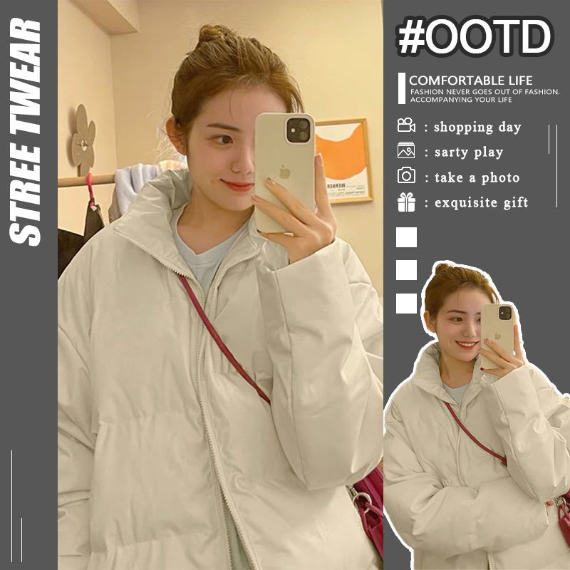 Recommended for personal use!  European and American trendy brand design niche plus velvet thickened winter new cotton jacket with stand collar for women