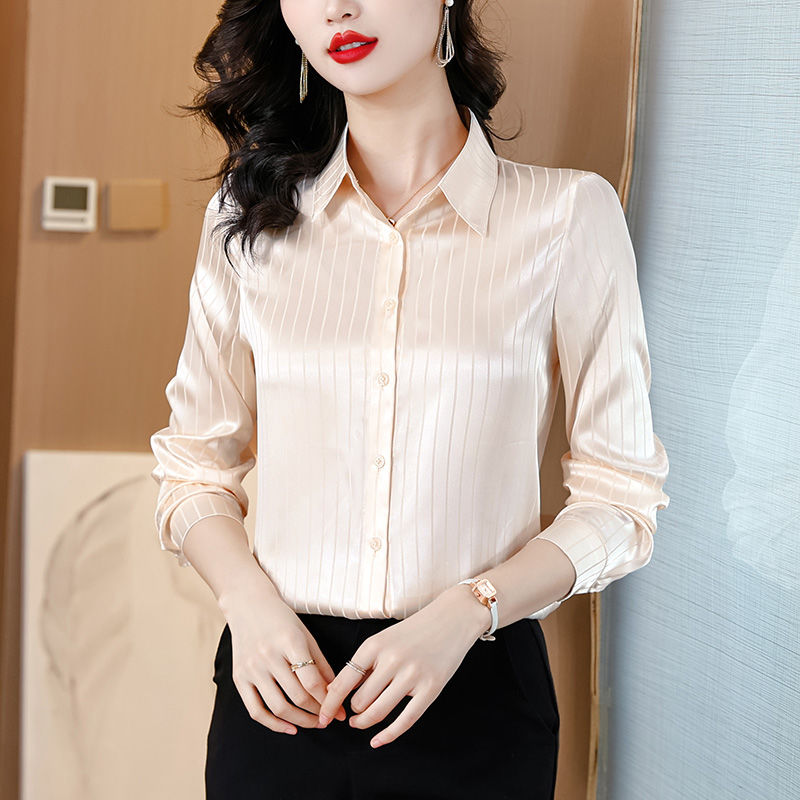 2024春新款高端大牌重磅襯衫女設計感桑蠶絲氣質顯瘦上衣長袖工作