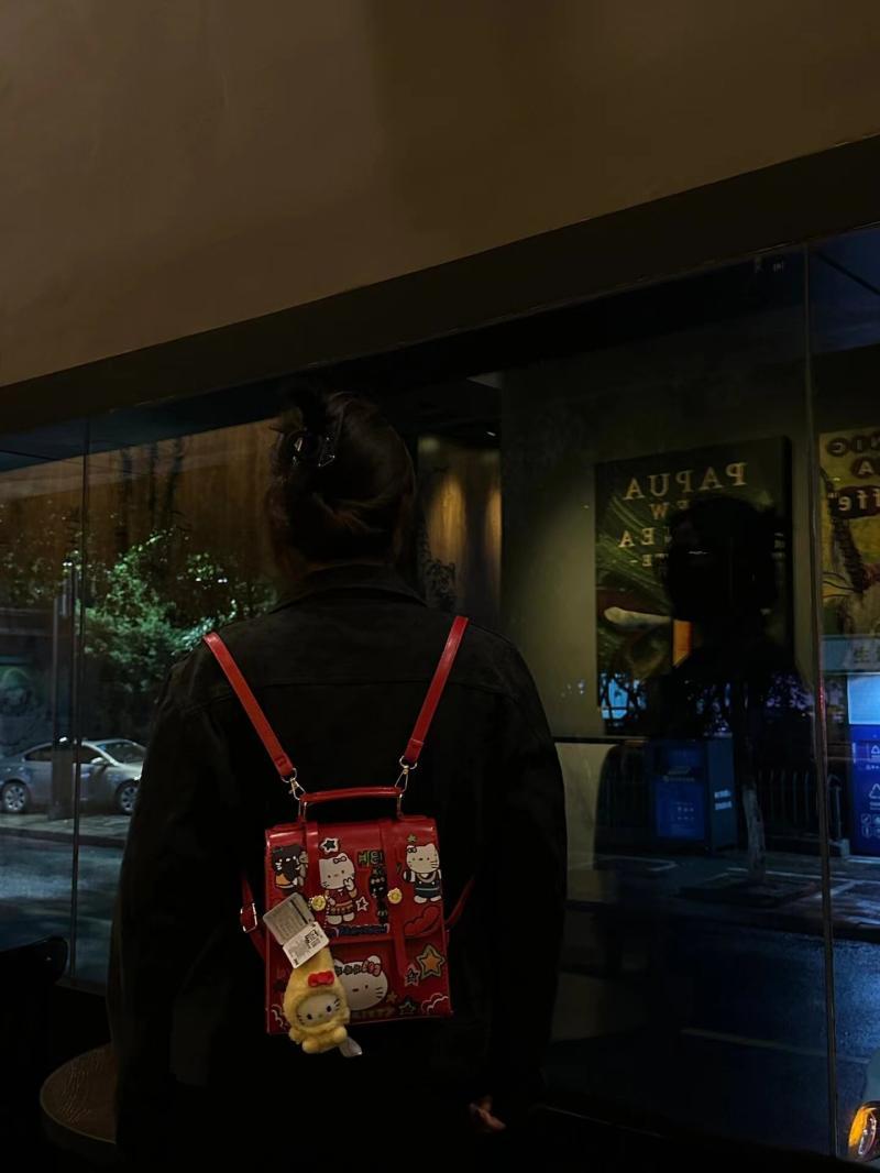新款时尚潮流小众包包2023设计独特印花红色包包通勤包精致小背包