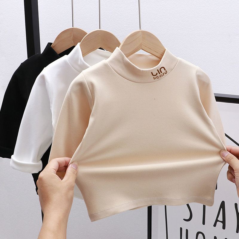 Children's single top German velvet elastic thermal clothing boys and girls baby long-sleeved turtleneck bottoming shirt children's underwear