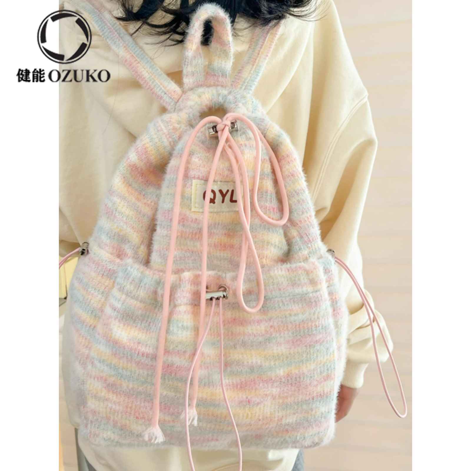 School bag autumn and winter furry women's sweet cool style large capacity niche backpack college student plush backpack
