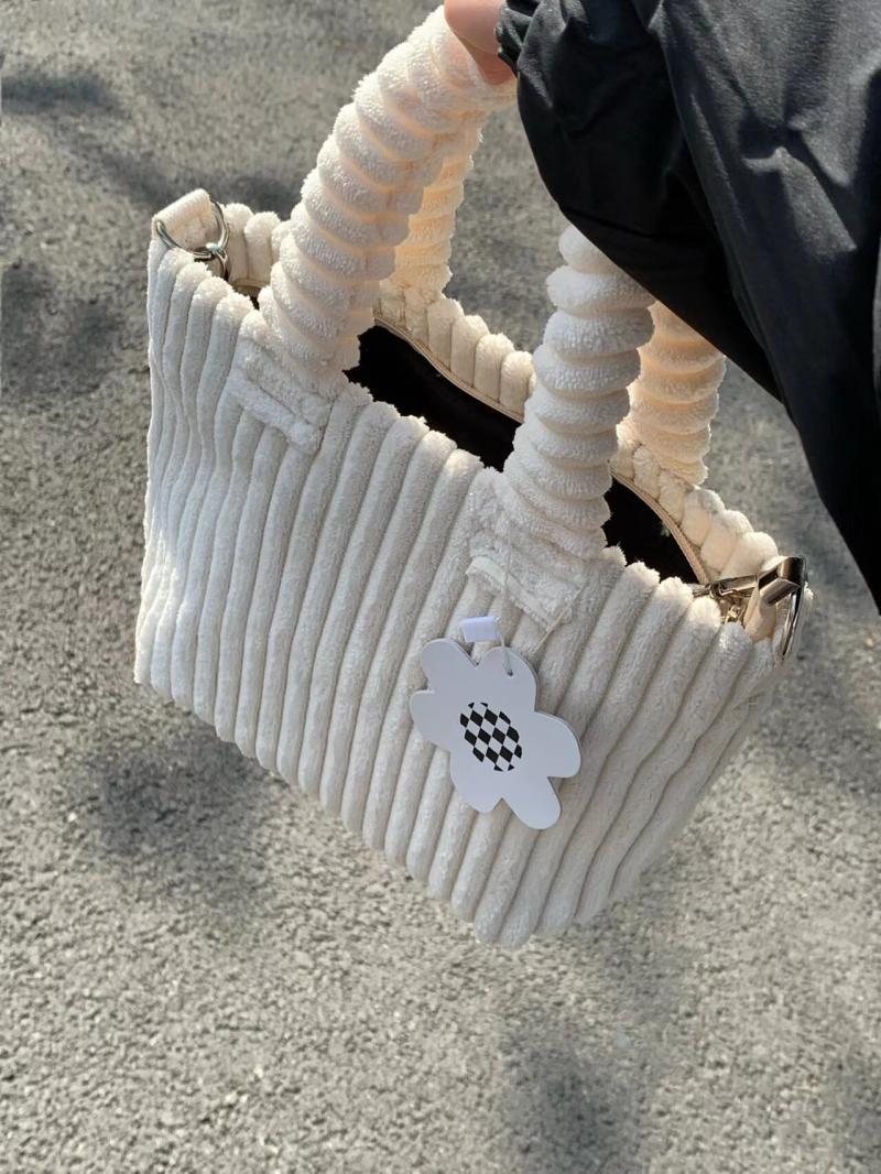 Autumn and winter niche design corduroy handbag 2024 new solid color simple small milk bag tote shoulder crossbody bag