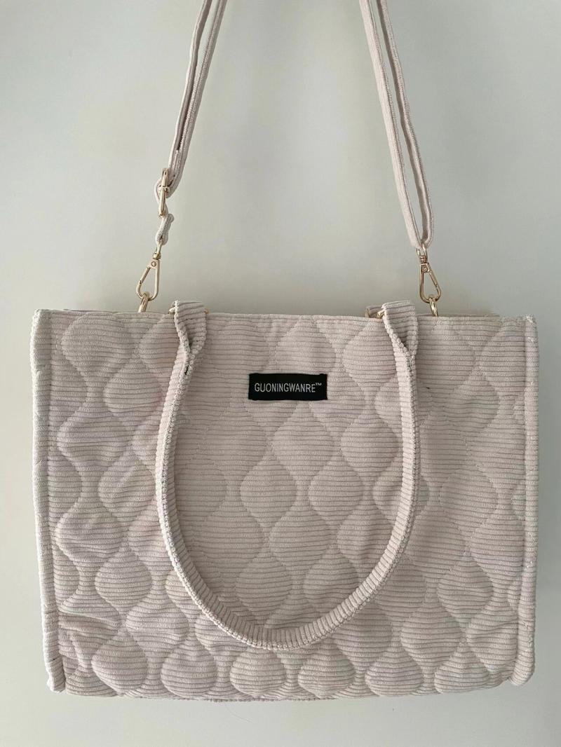 2024 Autumn and Winter Corduroy Puff Tote Bag Women's Large Capacity Commuting Mother-in-Law Shoulder Bag Fashion Handheld Crossbody Bag