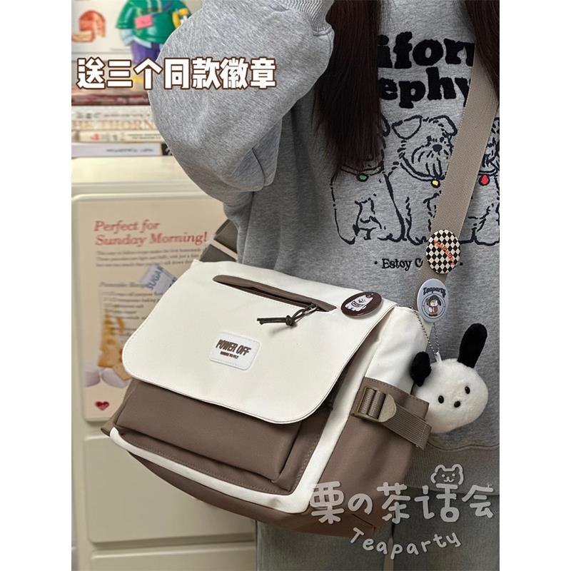 日系ins百搭工裝風斜挎包女 大學生上課休閒背包單肩差包男潮