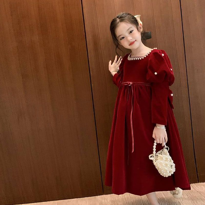 Girls Dresses Winter Clothes  New Style Girls Red Autumn and Winter Skirts Children's Princess Skirts Children's Clothes Winter