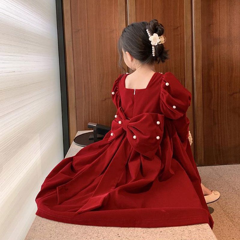 Girls Dresses Winter Clothes  New Style Girls Red Autumn and Winter Skirts Children's Princess Skirts Children's Clothes Winter